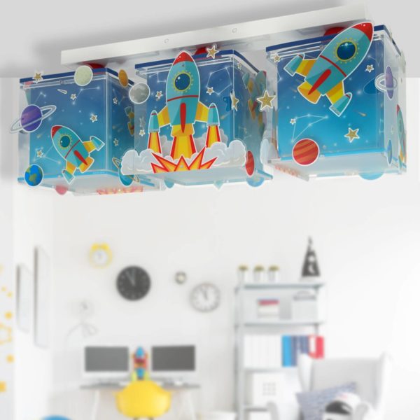 Dalber Rocket plafonnier à 3 lampes pour enfant Dalber