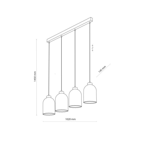 TK Lighting Suspension en verre Sapito, à 4 lampes, ambrée TK Lighting