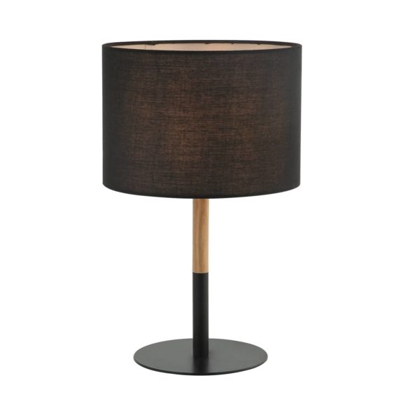 Zambelis Lampe à poser tissu 20214 métal/bois clair noire Zambelis