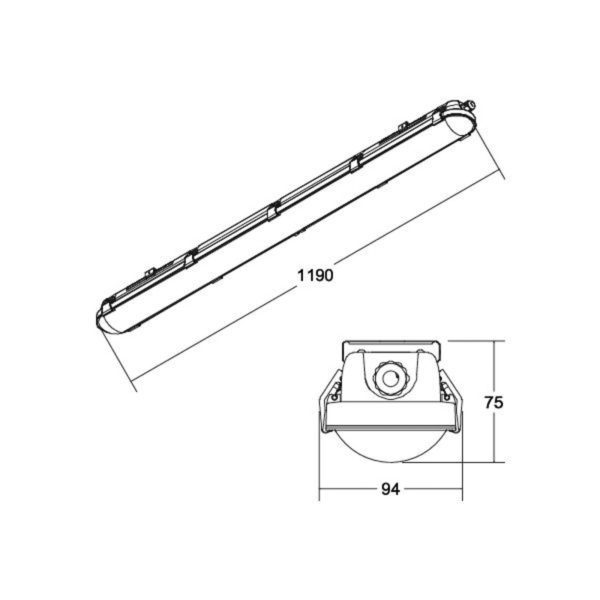 BRUMBERG Humid One Pro luminaire à vasque LED DALI 119cm BRUMBERG