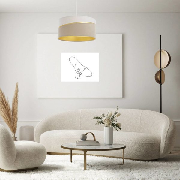 Euluna Suspension Susan, à 1 lampe, blanche/beige/dorée Euluna