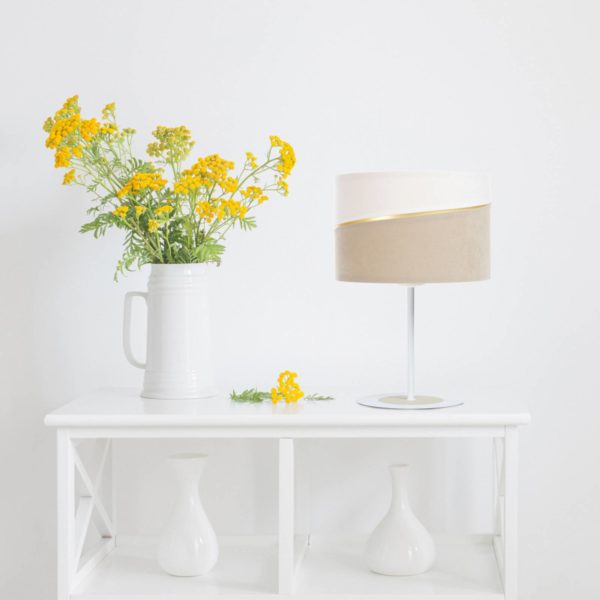 Euluna Lampe à poser Susan, blanche/beige/dorée Euluna