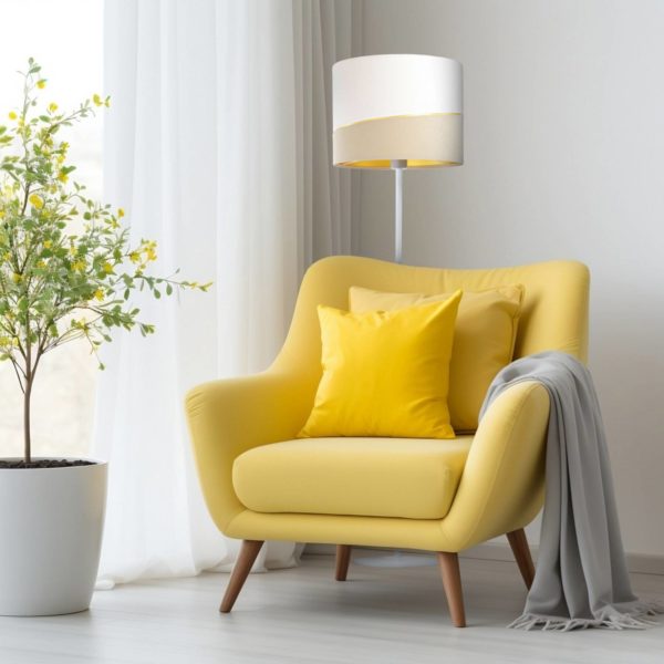 Euluna Lampe sur pied Susan, blanche/beige/dorée Euluna