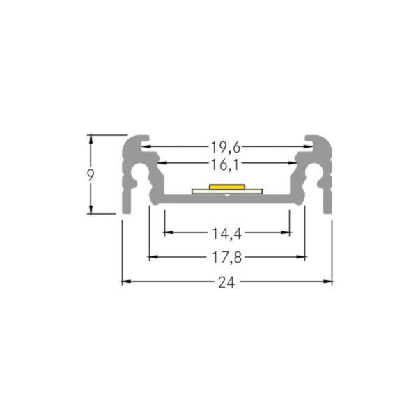 Profilé d'extension BRUMBERG hauteur 9 mm longueur 2 m alu BRUMBERG
