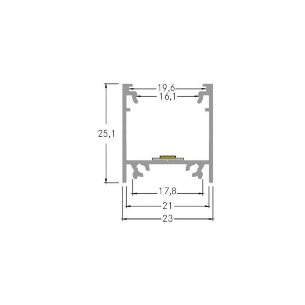 Profilé d'extension BRUMBERG hauteur 25 mm longueur 1 m alu BRUMBERG