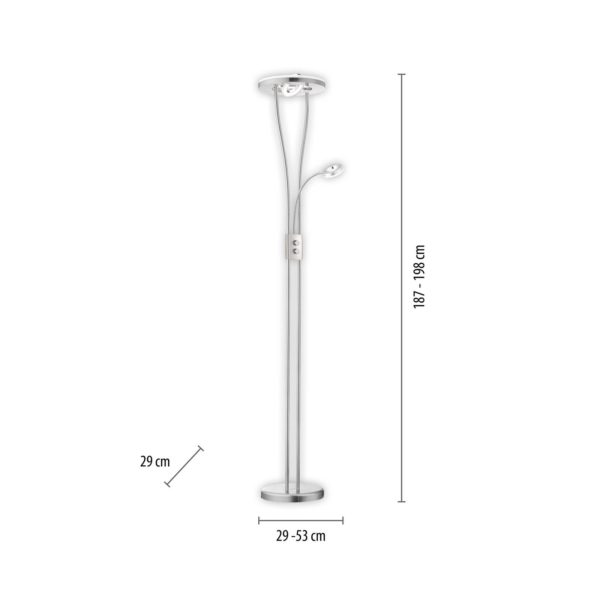 JUST LIGHT. Lampe sur pied LED Helia avec liseuse LED