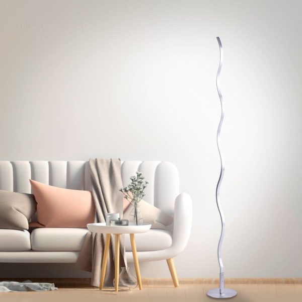 JUST LIGHT. Lampadaire LED Wave 3 000 K 120 cm acier JUST LIGHT.