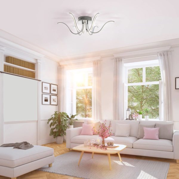 JUST LIGHT. Plafonnier LED Valerie à 6 lampes Ø 67 cm acier JUST LIGHT.