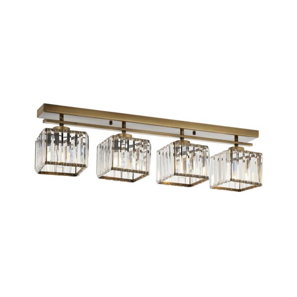 Avonni Plafonnier AV-1795-4EY 4 lampes barres doré ancien Avonni