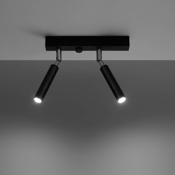 Euluna Nicanor spot plafond noir/chromé à 2 lampes Euluna