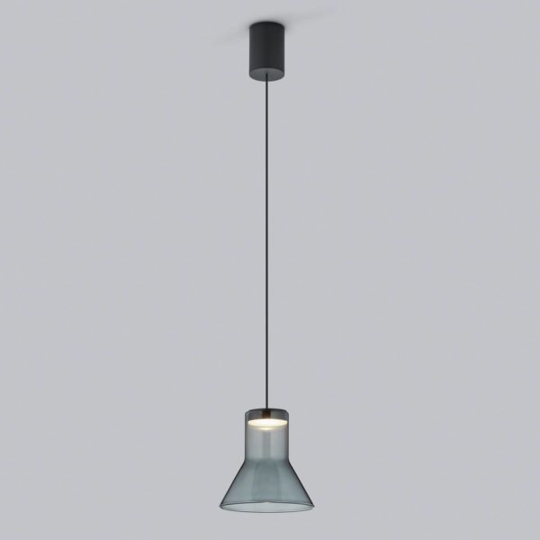 Helestra Fou suspension LED verre fumé 13x13