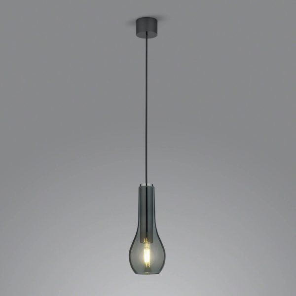 Helestra Suspension Gara avec abat-jour verre fumé