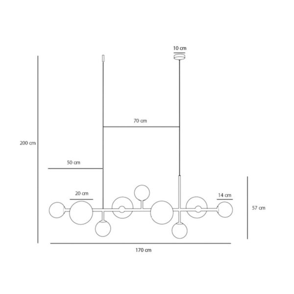 ALDEX Suspension Dione, opale/dorée, à 9 lampes ALDEX