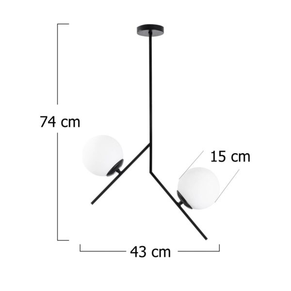 Opviq Suspension Dolunay 144-AV noire 2 abat-jour verre Opviq