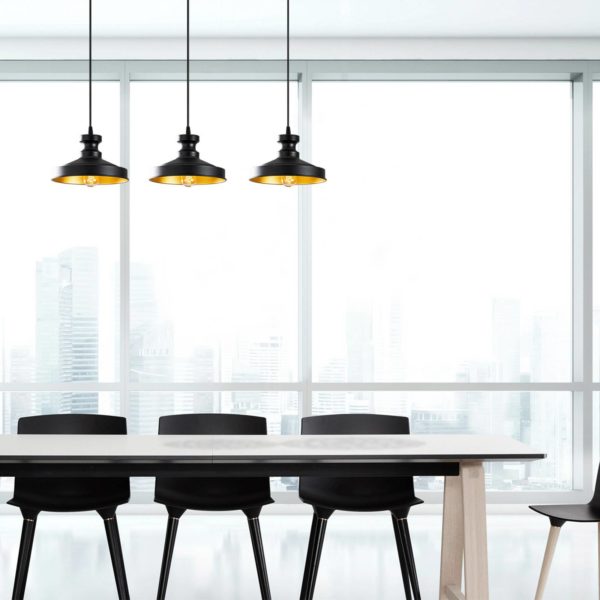 Opviq Suspension Berceste 182-S1 à 3 lampes noire/dorée Opviq