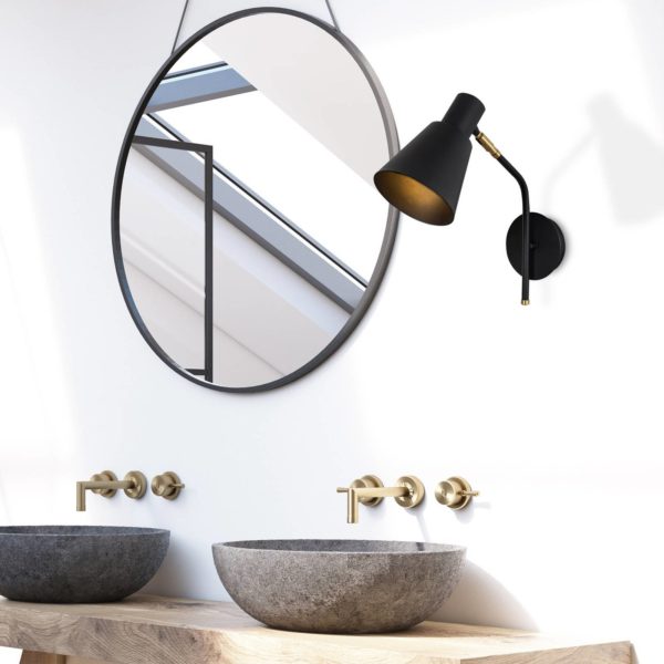 Opviq Applique Sivani MR-664 à 1 lampe noire/dorée Opviq