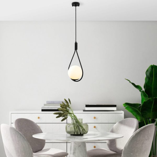 Opviq Suspension GMN-00008 à 1 lampe noire/verre opale Opviq