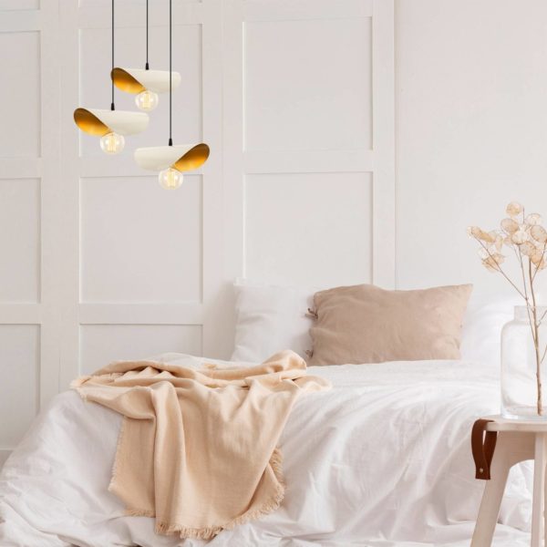 Opviq Suspension Sivani MR-964 3 lampes ronde blanc/doré Opviq