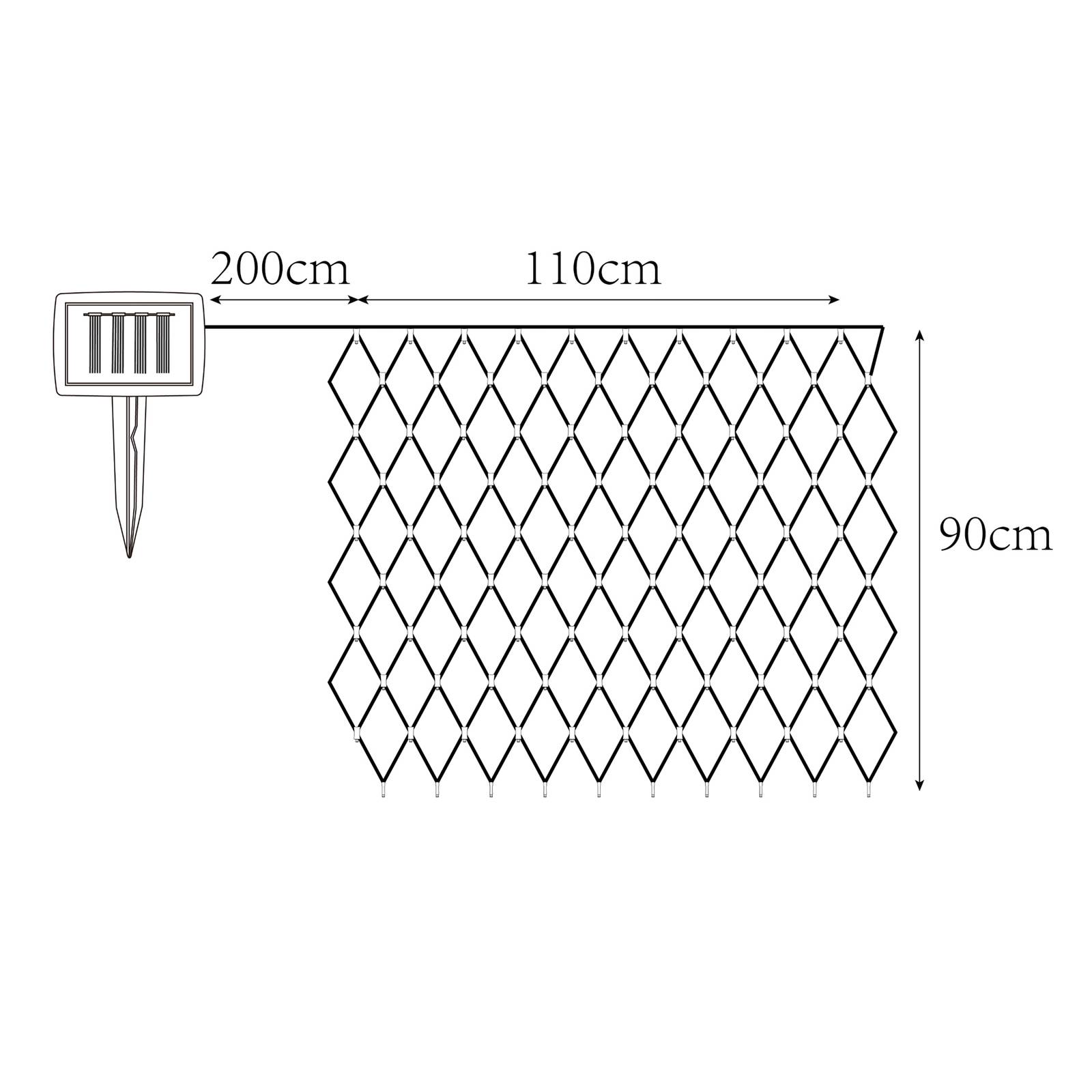 Globo Rideau LED solaire IP44 110x90 cm 100 lampes Globo