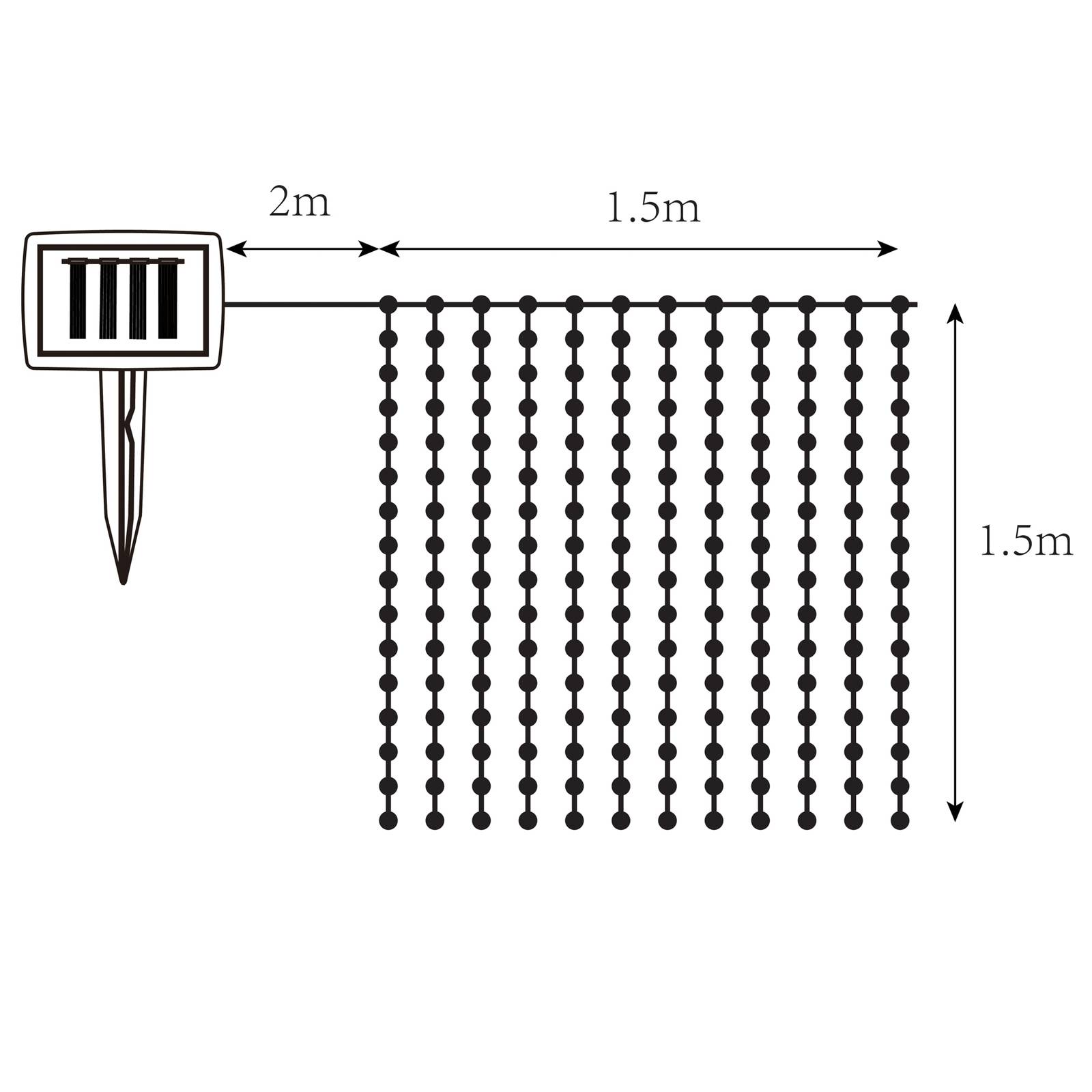 Globo Rideau LED solaire IP44 150x150 cm 192 lampes Globo