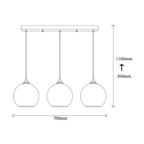 Opviq Suspension Gold 022 3 lampes linéaire verre Ø20 cm Opviq