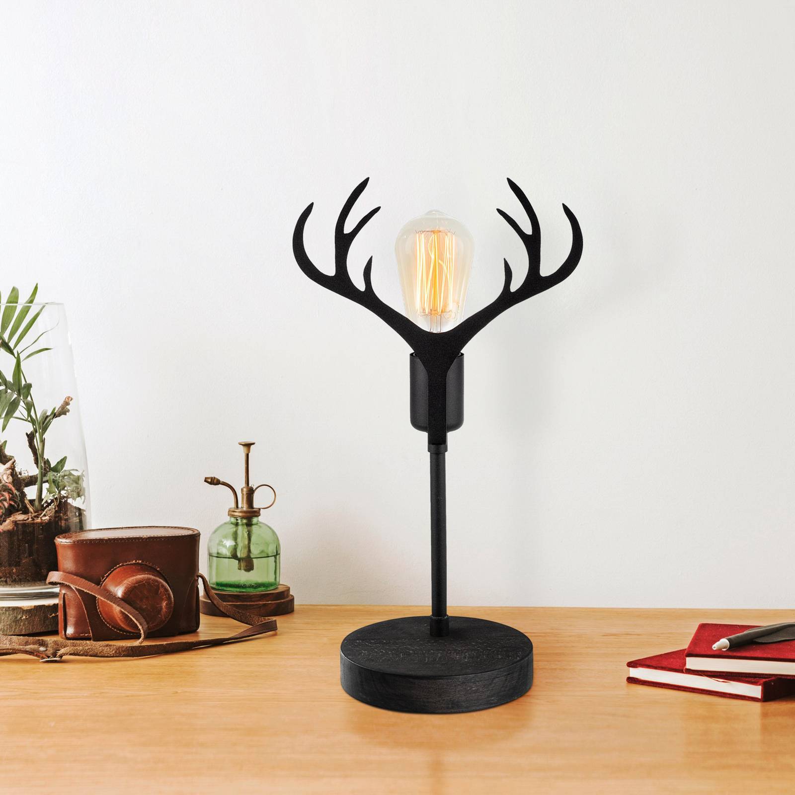 Opviq Lampe à poser GMN-000011 noire bois de cerf Opviq