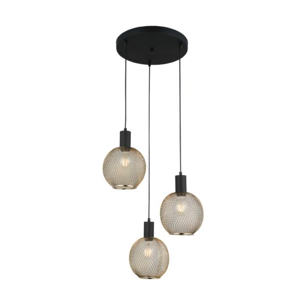 Lucea Suspension Seka, ronde, à 3 lampes Lucea