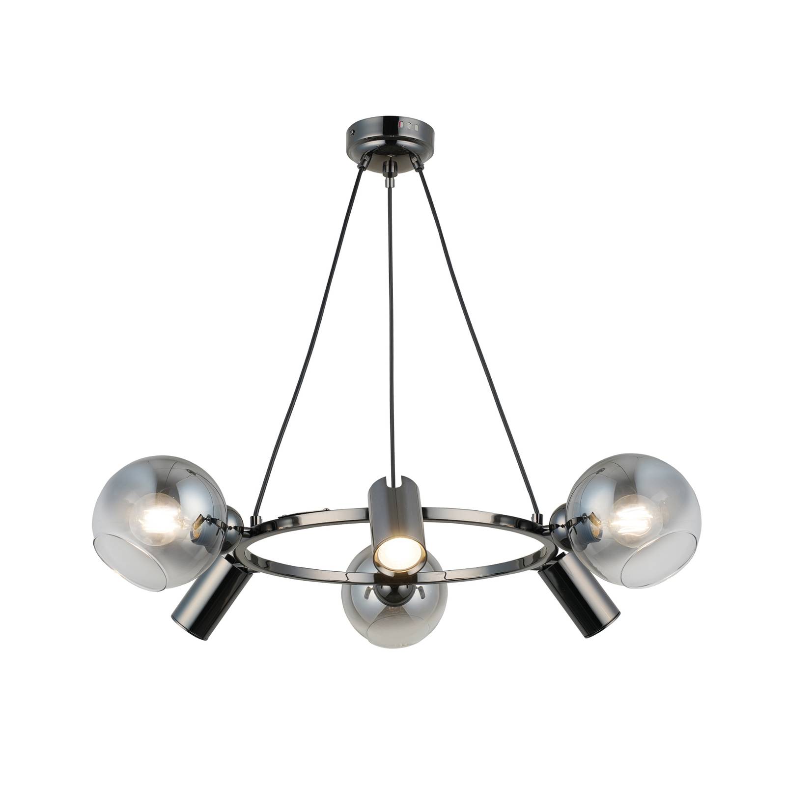 Lucea Suspension Zerde 3+3 Ø 67cm noire-chromée 6 lampes Lucea