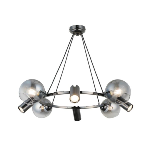 Lucea Suspension Zerde 4+4 Ø82 cm noire-chromée 8 lampes Lucea