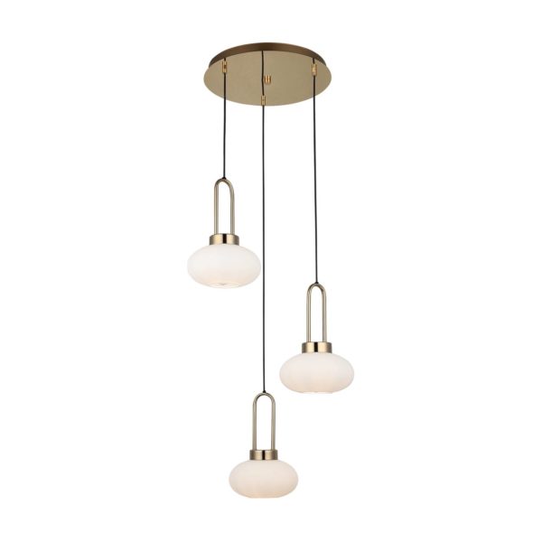 Lucea Suspension Rezza Ø 47 cm, dorée, à 3 lampes Lucea