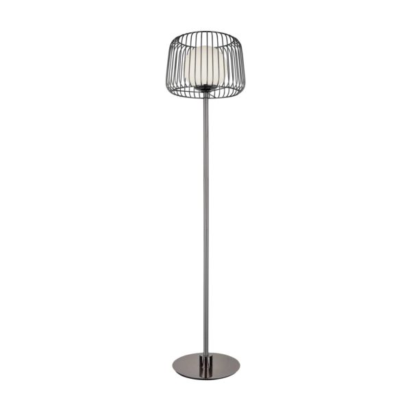 Lucea Lampe sur pied Ladore abat-jour cage noire-chromée Lucea