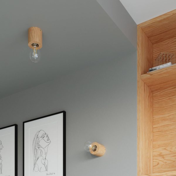Envostar Peach Puff plafonnier, cylindre en bois Envostar