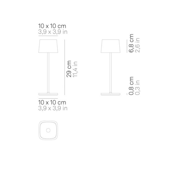 Zafferano Ofelia 3K Lampe de table à accu IP65 sauge Zafferano