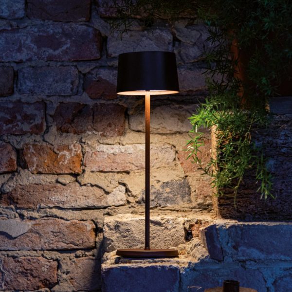 Zafferano Olivia 3K Lampe de table à accu IP65 corten Zafferano