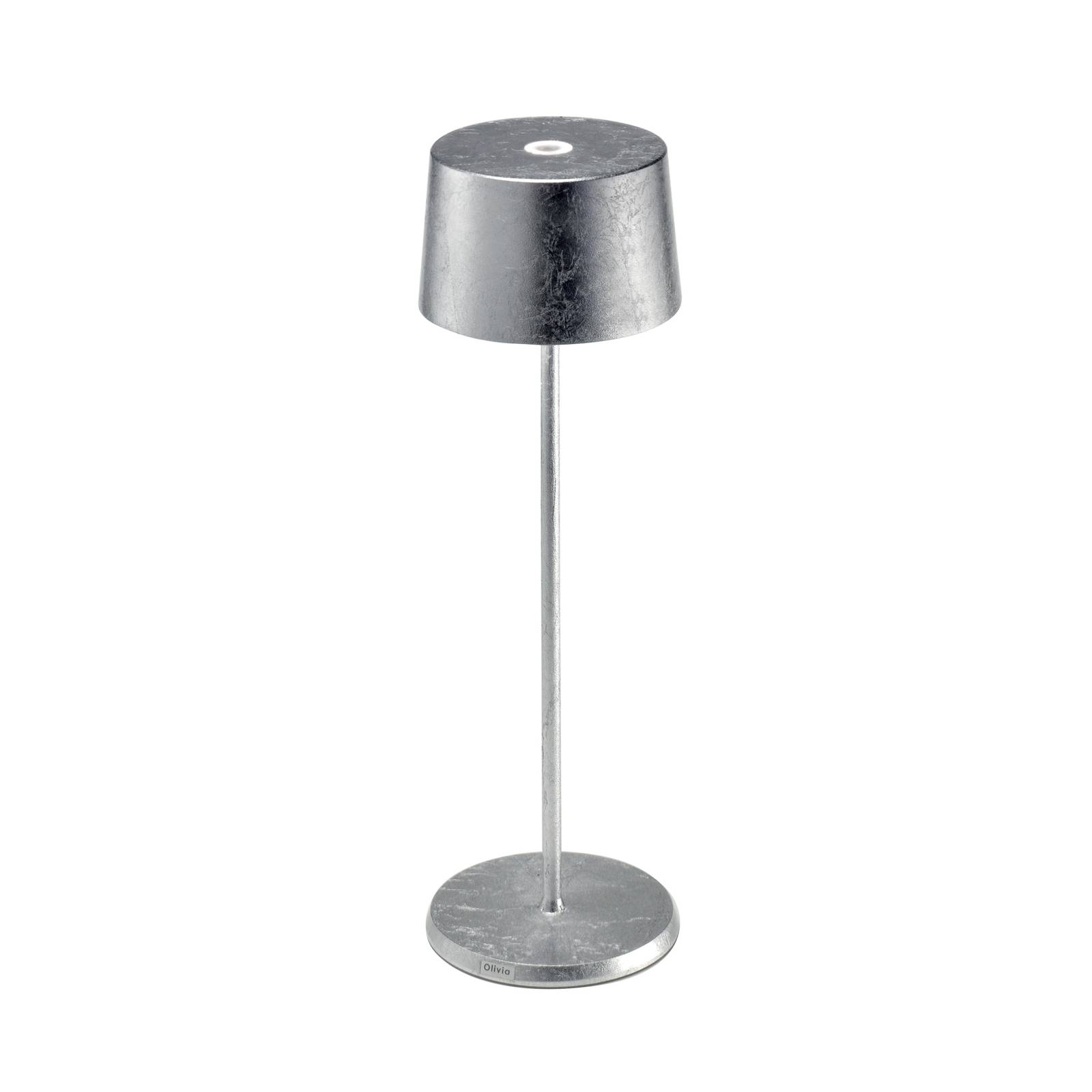 Zafferano Olivia 3K Lampe de table à accu argentée Zafferano