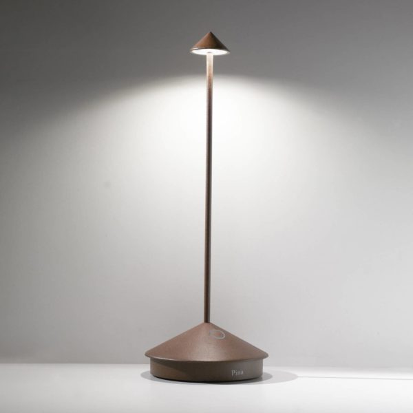 Zafferano Pina 3K Lampe de table à accu IP54 corten Zafferano