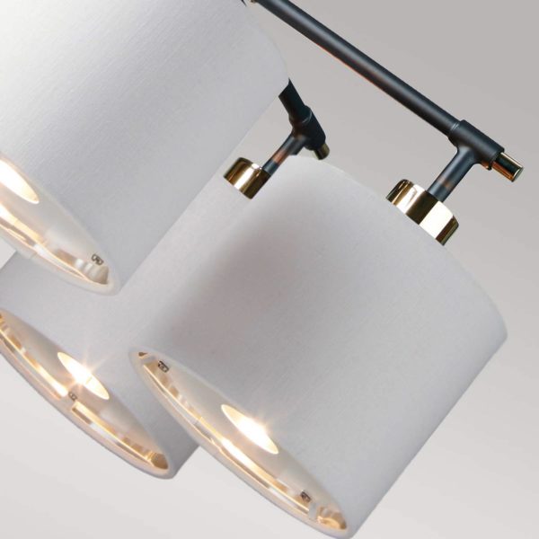 Elstead Suspension Balance à 5 lampes, noir/nickel, abat-jour blanc ELSTEAD