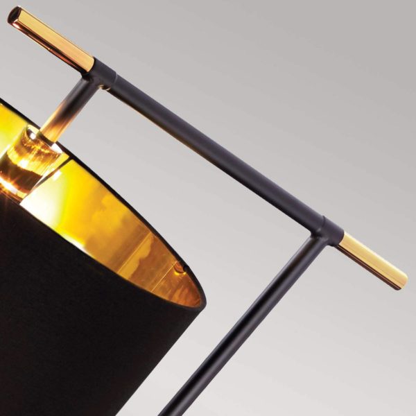 Elstead Lampe sur pied Balance, noir/laiton, abat-jour noir ELSTEAD