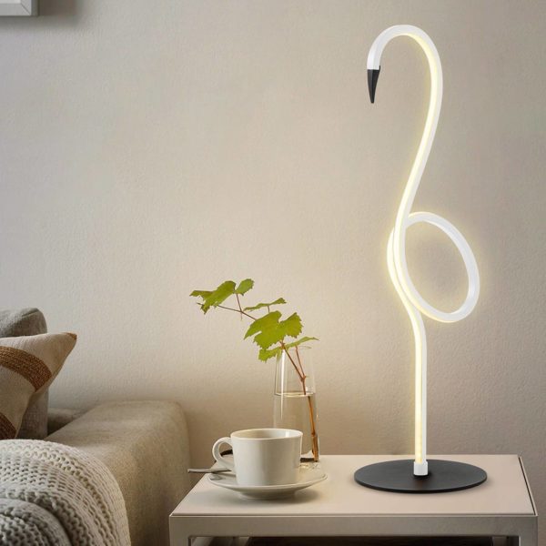 Elstead Lampe de table LED Flamingo, blanc, métal, hauteur 50 cm ELSTEAD