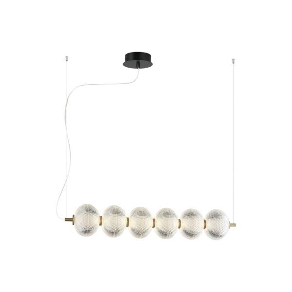 Viokef Suspension LED Pellucid, bronze/clair, à 6 lampes Viokef