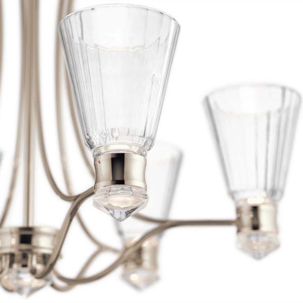 Quintiesse Suspension LED Kayva, IP44, à 6 lampes, nickel poli Quintiesse