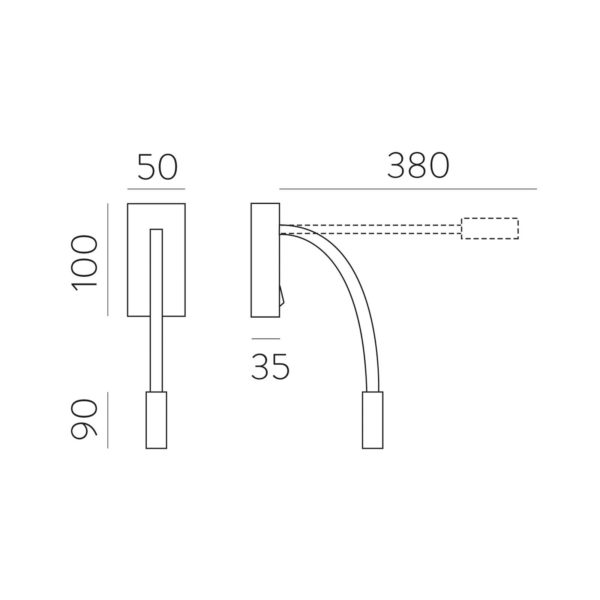 ACB ILUMINACIÓN Liseuse LED Cio, interrupteur, bras flexible, 930, noir ACB ILUMINACIÓN