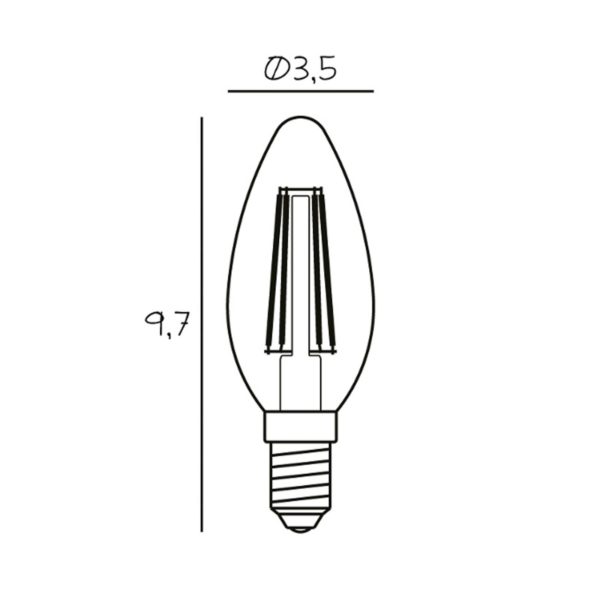 DESIGN BY US Ampoule bougie LED, E14, 3,5 W, 2.200 K, filament, intensité variable DESIGN BY US