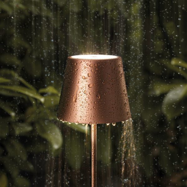 Sigor Lampe de table LED rechargeable Nuindie IP54 38 cm rond USB-C bronze Sigor