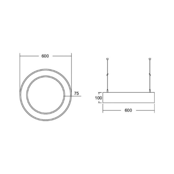 BRUMBERG Biro Circle Ring10 up/down Ø 60 cm DALI noir 830 BRUMBERG