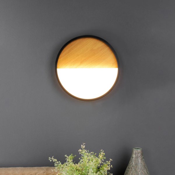 Eco-Light Applique murale LED Vista, bois clair/noir, 40 x 40 cm Eco-Light