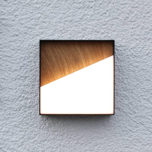 Eco-Light Applique d’extérieur LED rechargeable Meg, couleur bois, 15 x 15 cm Eco-Light