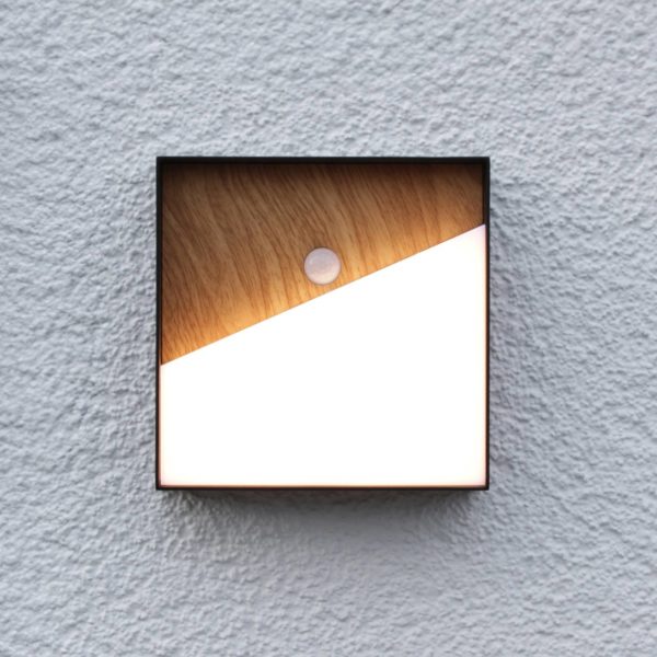 Eco-Light Applique murale LED rechargeable Meg, couleur bois, 15 x 15 cm, capteur Eco-Light