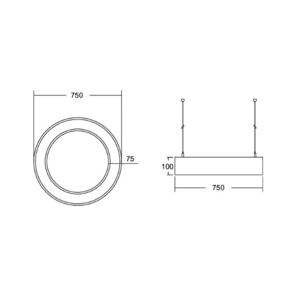 BRUMBERG Biro Circle Ring up/down Ø75 75W on/off noir 840 BRUMBERG