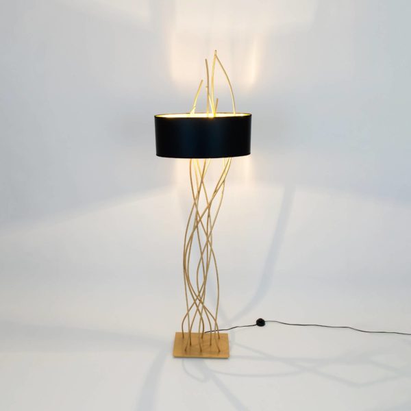 Holländer Lampe sur pied Elba ovale, or/noir, hauteur 180 cm, fer Holländer